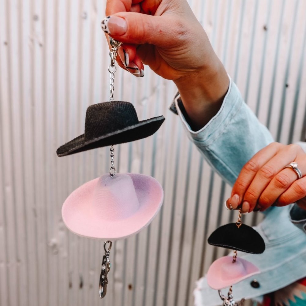 Black & Pink Cowboy Hat Keychain